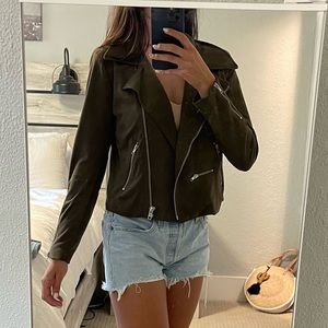 Olivaceous suede jacket - olive